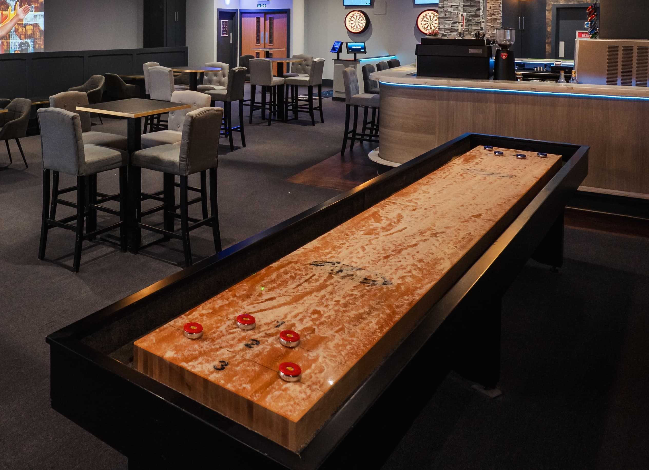 Shuffleboard table at DUEL